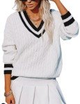 Casual Women's V-Neck Cable Knit Sweater