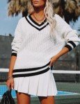 Casual Women's V-Neck Cable Knit Sweater