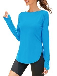 ZHENWEI Long Sleeve Workout Tops Sun UV Protection UPF 50+ Shirts Cooling Golf Athletic Hiking Quick Dry Boat Neck Apparel Clothing (Cobalt Blue, XXL)