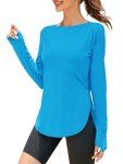 ZHENWEI Long Sleeve Workout Tops Sun UV Protection UPF 50+ Shirts Cooling Golf Athletic Hiking Quick Dry Boat Neck Apparel Clothing (Cobalt Blue, XXL)