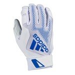 adidas Diamond King 3.0 Leather Batting Glove, White/Royal, 2XL