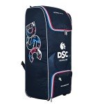 DSC Intense Duffle Kit Bag with Wheelie | Color: Navy Blue | Size: 38 x 15.5 x 24 inches | Material: Polyester | Premium Quality | One Big Accessory Pocket | Two Padded Bat Pockets