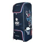 DSC Intense Duffle Kit Bag with Wheelie | Color: Navy Blue | Size: 38 x 15.5 x 24 inches | Material: Polyester | Premium Quality | One Big Accessory Pocket | Two Padded Bat Pockets
