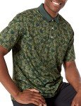 Amazon Essentials Men's Golf Polo Shirt, Quick Dry, Short Sleeve, Olive Hibiscus Flower, X-Large