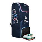 DSC Intense Duffle Kit Bag with Wheelie | Color: Navy Blue | Size: 38 x 15.5 x 24 inches | Material: Polyester | Premium Quality | One Big Accessory Pocket | Two Padded Bat Pockets