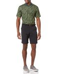 Amazon Essentials Men's Golf Polo Shirt, Quick Dry, Short Sleeve, Olive Hibiscus Flower, X-Large