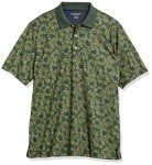 Amazon Essentials Men's Golf Polo Shirt, Quick Dry, Short Sleeve, Olive Hibiscus Flower, X-Large