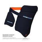 moonwalkr Cricket Thigh Guards 2.0 Lightweight Cricket Guard & Equipment Unisex Thigh Pads for Batter's Height (5'9"-6'2") Safeguarding Both Your Outer and Inner Thighs Blue (Large, Left Hand)