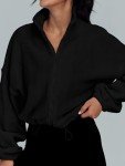 AUTOMET Womens Fleece Jackets Zip Up Oversized Sweatshirts Winter Clothes Long Sleeve Crop Sherpa Fall Outfits Fashion Black S
