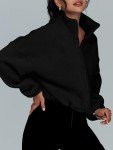 AUTOMET Womens Fleece Jackets Zip Up Oversized Sweatshirts Winter Clothes Long Sleeve Crop Sherpa Fall Outfits Fashion Black S