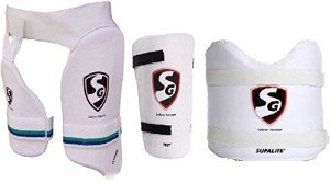 SG Cricket Guard Set - Men's, Multicolor - Thigh, Elbow, Chest Protection - Unisex, Adjustable, Cricket, White