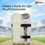 RMAX Cricket Batting Legguard Pad Full Size, White
