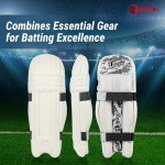 RMAX Cricket Batting Legguard Pad Full Size, White