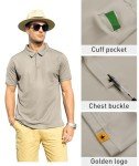 ZITY Mens Polo Shirt Short Sleeve Sports Tactical T-Shirt Athletic Golf Polos Daily Casual Stylish Collared Shirts for Men Lightkhaki Large