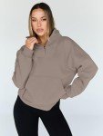Trendy Queen Sweatshirts Quarter Half Zip Pullover Oversized Hoodies Sweaters Comfy Fall Outfits 2025 Y2K Winter Clothes CoffeeGrey XL