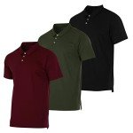 3 Pack: Men's Jersey Cotton Quick Dry Fit Polo Shirt Men Mens Tshirts Button Tee Short Sleeve Golf Tennis Clothing Active Wear Athletic Performance Tech Sports Essentials Casual T Shirts,Set 4-XXL