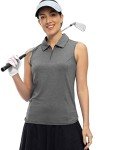 YSENTO Ladies Golf Shirts Sleeveless Golf Clothes Apparel Shirts Collared 1/4 Zip Dry Fit UV Protection Tennis Polo Shirts Dark Grey L