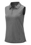 YSENTO Ladies Golf Shirts Sleeveless Golf Clothes Apparel Shirts Collared 1/4 Zip Dry Fit UV Protection Tennis Polo Shirts Dark Grey L