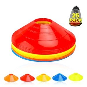 Ashsajkd(Set of 25 - Agility Soccer Cones with Carry Bag and for , Football Cones for TrainingFootball, Basketball, Coaching, Agility Cones for Indoor and Outdoor Games (E-25 Pack Multicolor)