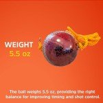 Bratla Hanging Cricket Ball with 10-Foot Cord | Leather Ball for Batting Practice & Hand-Eye Coordination | 5.5 oz Red Cricket Ball