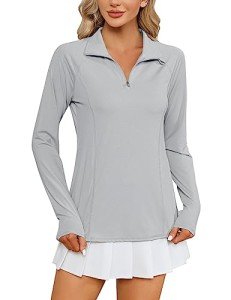 LOMON Women's Long Sleeve Shirts UPF 50+ Sun Protection Quick Dry Hiking Uv Shirts for Women（Grey,L）