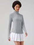 LOMON Women's Long Sleeve Shirts UPF 50+ Sun Protection Quick Dry Hiking Uv Shirts for Women（Grey,L）