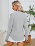LOMON Women's Long Sleeve Shirts UPF 50+ Sun Protection Quick Dry Hiking Uv Shirts for Women（Grey,L）