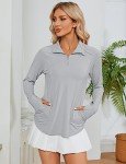LOMON Women's Long Sleeve Shirts UPF 50+ Sun Protection Quick Dry Hiking Uv Shirts for Women（Grey,L）