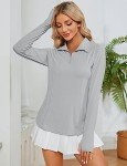 LOMON Women's Long Sleeve Shirts UPF 50+ Sun Protection Quick Dry Hiking Uv Shirts for Women（Grey,L）
