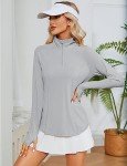 LOMON Women's Long Sleeve Shirts UPF 50+ Sun Protection Quick Dry Hiking Uv Shirts for Women（Grey,L）
