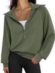 Trendy Queen Womens Oversized Sweatshirts Half Zip Pullover Long Sleeve Quarter Zip Hoodies Teen Girls Fall Y2K Clothes ArmyGreen M