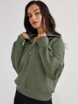 Trendy Queen Womens Oversized Sweatshirts Half Zip Pullover Long Sleeve Quarter Zip Hoodies Teen Girls Fall Y2K Clothes ArmyGreen M