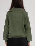 Trendy Queen Womens Oversized Sweatshirts Half Zip Pullover Long Sleeve Quarter Zip Hoodies Teen Girls Fall Y2K Clothes ArmyGreen M