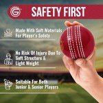 Soft Rubber Cricket Ball for Practice | Outdoor & Indoor Cricket Ball with Soft Core & Stitched Seam | Realistic Feel, True Bounce & Swing for Practice, Coaching, Honing Skills & Family Fun (1-RED)