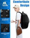 Hsmihair Youth Baseball Bag-Baseball Backpack for T-Ball&Softball Equipment with Fence Hook,Bat&Glove Holder,Large Main Compartment for Helmet,Accessories,Shoes Compartment (Black)