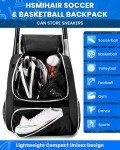 Hsmihair Youth Baseball Bag-Baseball Backpack for T-Ball&Softball Equipment with Fence Hook,Bat&Glove Holder,Large Main Compartment for Helmet,Accessories,Shoes Compartment (Black)