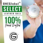 ONEGlobal Select Leather Cricket Ball | 100% Handcrafted, 156g - 5.5oz, 4-Piece Construction | Ideal for T20, Net Practice, Training etc. (White, 1 Pack)