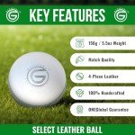 ONEGlobal Select Leather Cricket Ball | 100% Handcrafted, 156g - 5.5oz, 4-Piece Construction | Ideal for T20, Net Practice, Training etc. (White, 1 Pack)