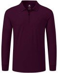 MoFiz Men's Golf Polo Shirts 1/4 Zip Collared Long Sleeve Work Shirt Cotton Breathable Casual Travel Shirt Lightweight Athletic T-Shirt Wine Red XL