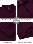MoFiz Men's Golf Polo Shirts 1/4 Zip Collared Long Sleeve Work Shirt Cotton Breathable Casual Travel Shirt Lightweight Athletic T-Shirt Wine Red XL