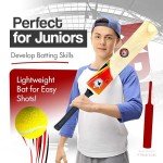 Cricket Bat Gift Set for Kids Wooden Cricket Bat Kit for Junior, Backyard Park Beach Indoor Outdoor Play Tennis Ball, Stumps, Bails, Carrying Bag Practice Cricket Match by Krisp Sports (6-13)
