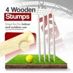 Cricket Bat Gift Set for Kids Wooden Cricket Bat Kit for Junior, Backyard Park Beach Indoor Outdoor Play Tennis Ball, Stumps, Bails, Carrying Bag Practice Cricket Match by Krisp Sports (6-13)