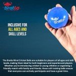 Bratla Wind Cricket Balls - Soft Training Practice Cricket Air Balls for Coaching Indoor & Outdoor - Blue Orange Neon/Yellow Pack of 6 (Blue)
