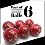 Mozi Sports Men Hand Stitched Club County Cricket Ball Grade A Senior Official Balls Pack of 6 Weight 5.5oz (Red)