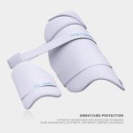 moonwalkr Cricket Thigh Guards 2.0 Lightweight Cricket Guard & Equipment Unisex Thigh Pads for Batter's Height (5'9"-6'2") Safeguarding Both Your Outer and Inner Thighs White (Large, Right Hand).