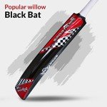 Sportaxis Black Popular Willow Cricket Bat for Beginners, Professional Players- Wooden, Lightweight, Durable- Ideal for Training, Practice