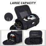 MIER Large Duffel Backpack Sports Gym Bag with Shoe Compartment, Heavy Duty and Water Resistant, Black, 60L