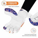 DSC Intense Force Leather Cricket Batting Gloves | Color: White & Blue | Size: Men RH | Material: PU & Ultra-Light Foam | for Advance | Lightweight & Breathable | Superior Supple Leather Palm