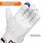DSC Intense Force Leather Cricket Batting Gloves | Color: White & Blue | Size: Men RH | Material: PU & Ultra-Light Foam | for Advance | Lightweight & Breathable | Superior Supple Leather Palm