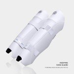 moonwalkr Cricket Wicket Keeping Shin Guards Cricket Guard for Keeper's Height (5'4"-6'6") Wicket Keeping Pads Super Slim Gear Comes with a 3-inch Strap (White, Adult)
